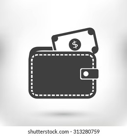 Wallet with dollars icon