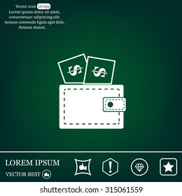 Wallet with dollars icon