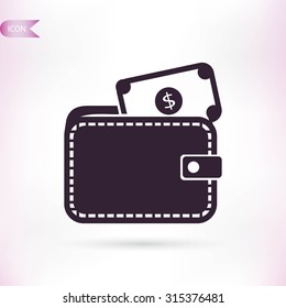 Wallet with dollars icon