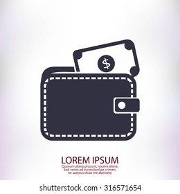 Wallet with dollars icon