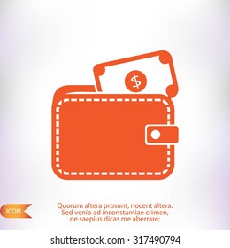 Wallet with dollars icon