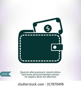 Wallet with dollars icon