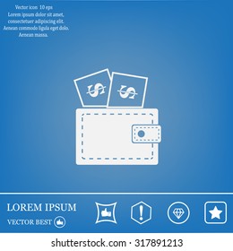 Wallet with dollars icon
