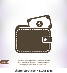 Wallet with dollars icon