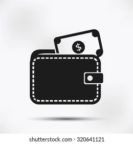Wallet with dollars icon