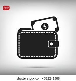 Wallet with dollars icon