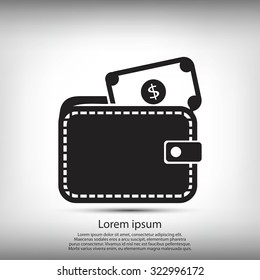 Wallet with dollars icon