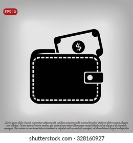 Wallet with dollars icon