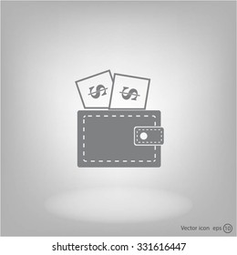 Wallet with dollars icon