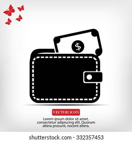Wallet with dollars icon
