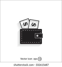 Wallet with dollars icon