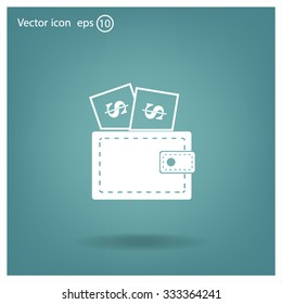 Wallet with dollars icon