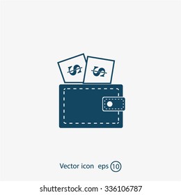 Wallet with dollars icon