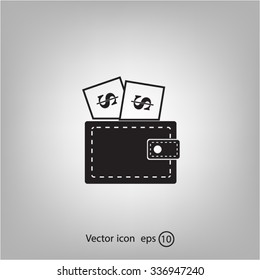 Wallet with dollars icon