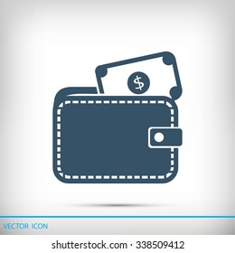 Wallet with dollars icon