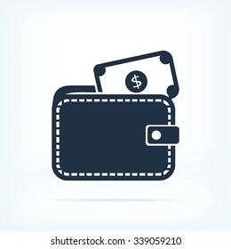 Wallet with dollars icon