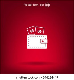 Wallet with dollars icon