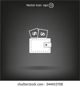 Wallet with dollars icon