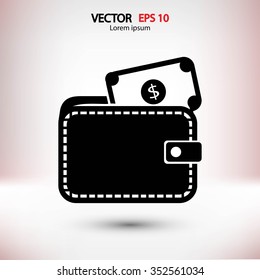 Wallet with dollars icon
