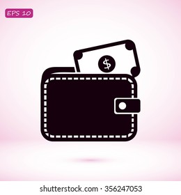 Wallet with dollars icon