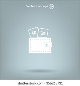 Wallet with dollars icon