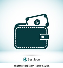 Wallet with dollars icon