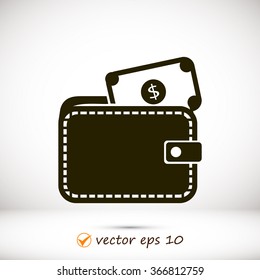 Wallet with dollars icon