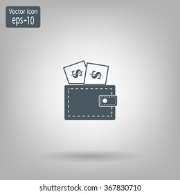 Wallet with dollars icon
