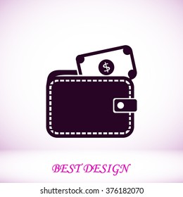 Wallet with dollars icon
