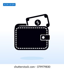 Wallet with dollars icon