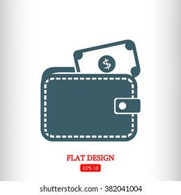 Wallet with dollars icon
