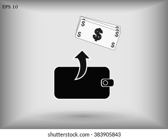 Wallet with dollars icon