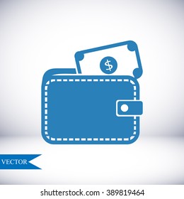 Wallet with dollars icon