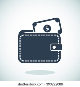 Wallet with dollars icon