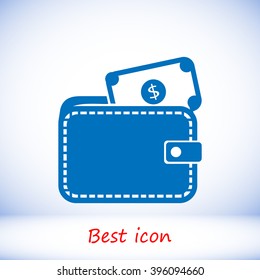 Wallet with dollars icon