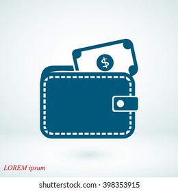 Wallet with dollars icon