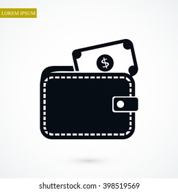 Wallet with dollars icon