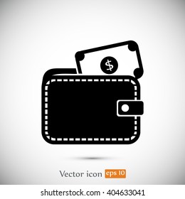 Wallet with dollars icon