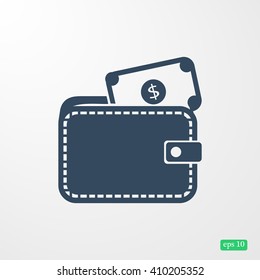 Wallet with dollars icon