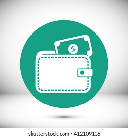 Wallet with dollars icon