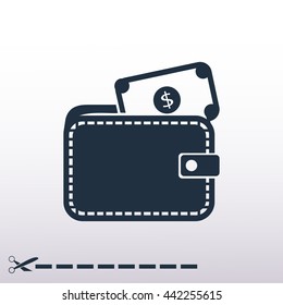 Wallet with dollars icon
