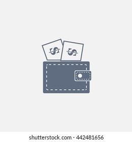 Wallet with dollars icon