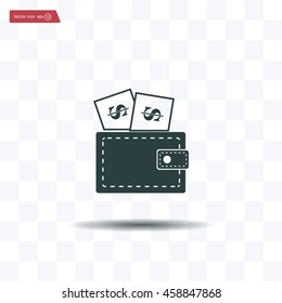 Wallet with dollars icon
