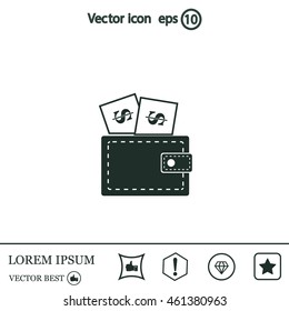 Wallet with dollars icon