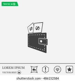 Wallet with dollars icon
