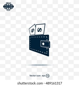 Wallet with dollars icon
