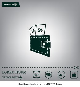 Wallet with dollars icon