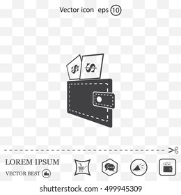 Wallet with dollars icon