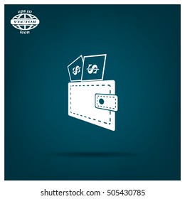 Wallet with dollars icon