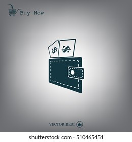Wallet with dollars icon